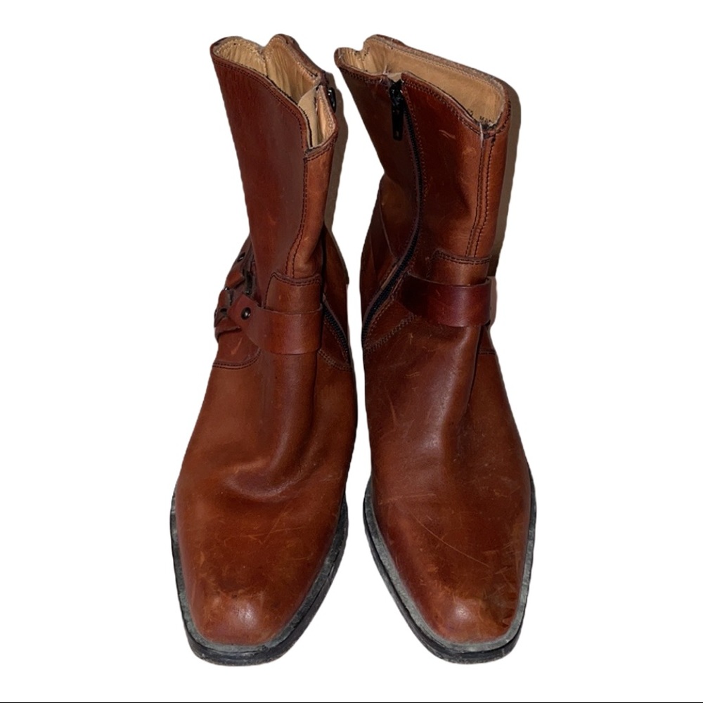 Frye Leather Zip Harness Short Boots 7 - Picture 4 of 13